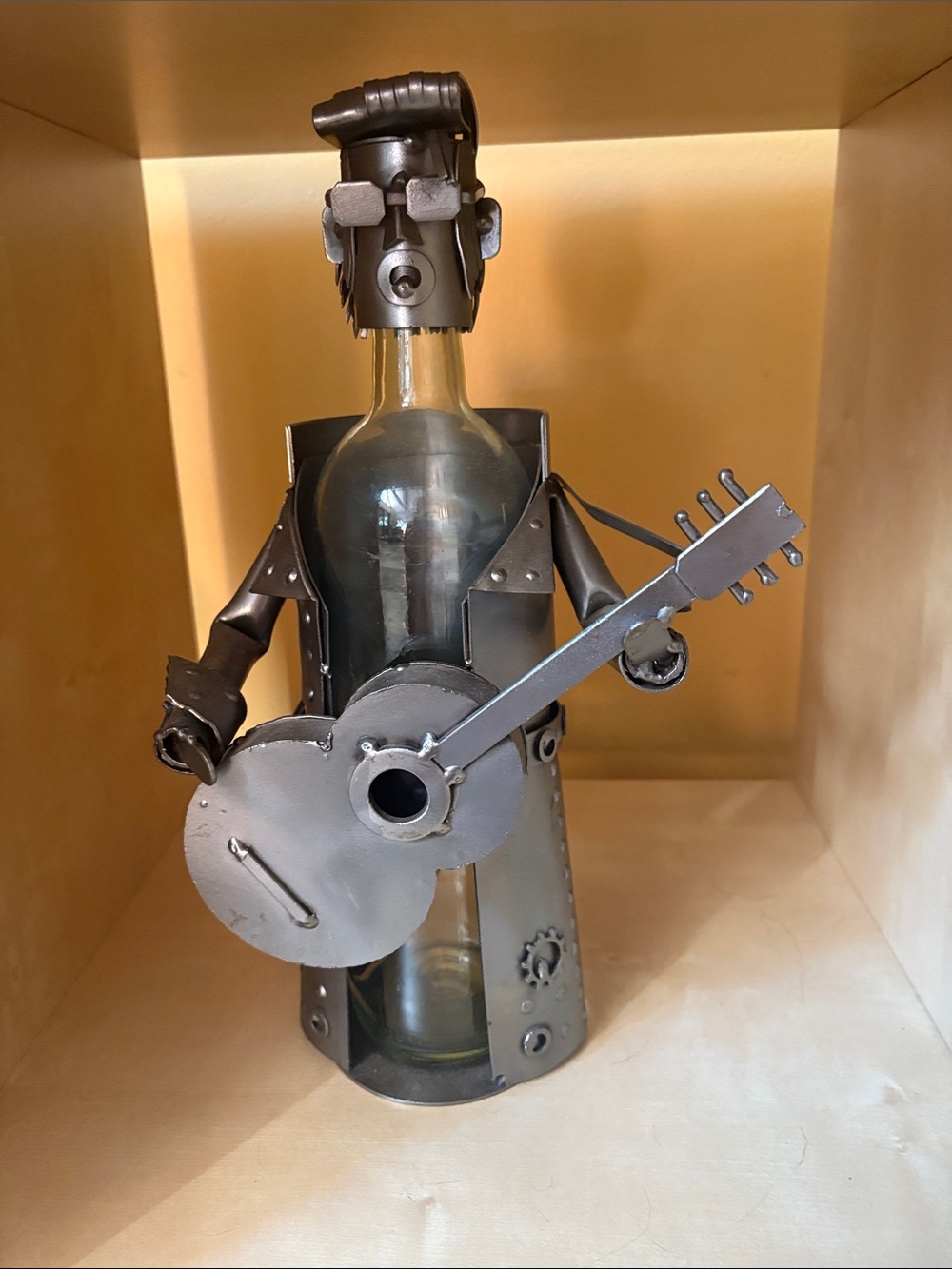Metal Guitarist Wine Bottle Holder - Gray